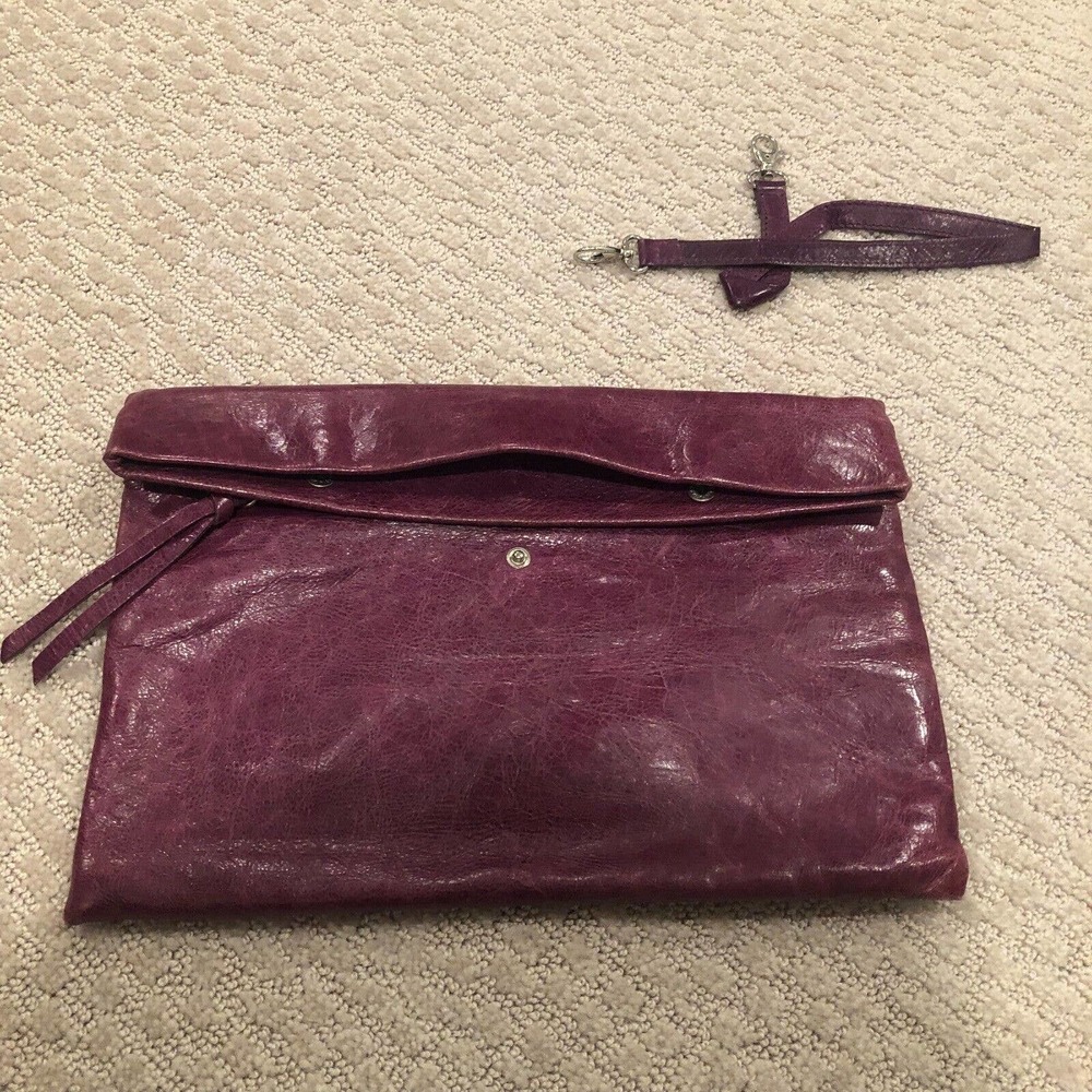 Gianni Chiarini Cranberry Distressed Leather Baguette / Clutch Italy